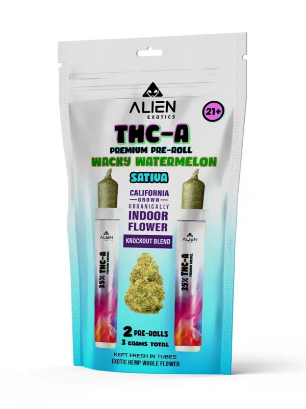 Alien Exotics Wacky Watermelon THCA Knockout Blend 2-count pre-roll pack