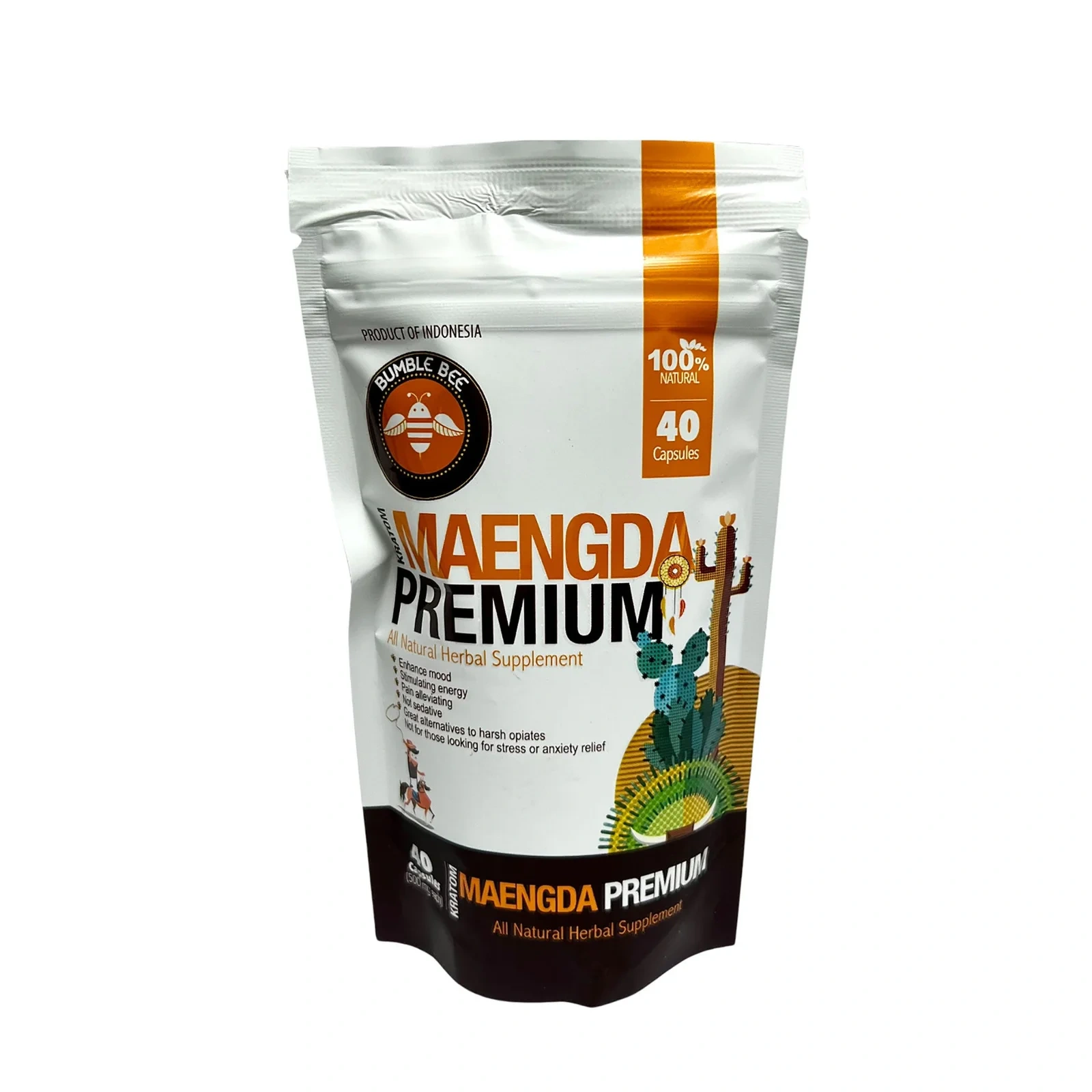 Bumble Bee Maeng Da Premium 40-count Kratom capsule package