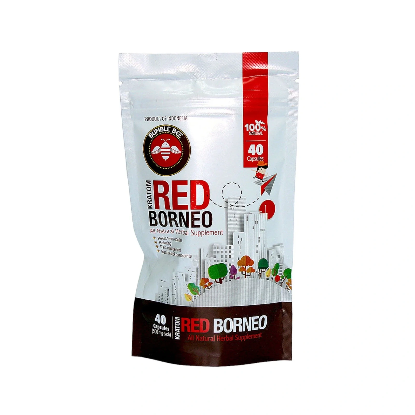 Bumble Bee Red Borneo 40-count Kratom capsule package